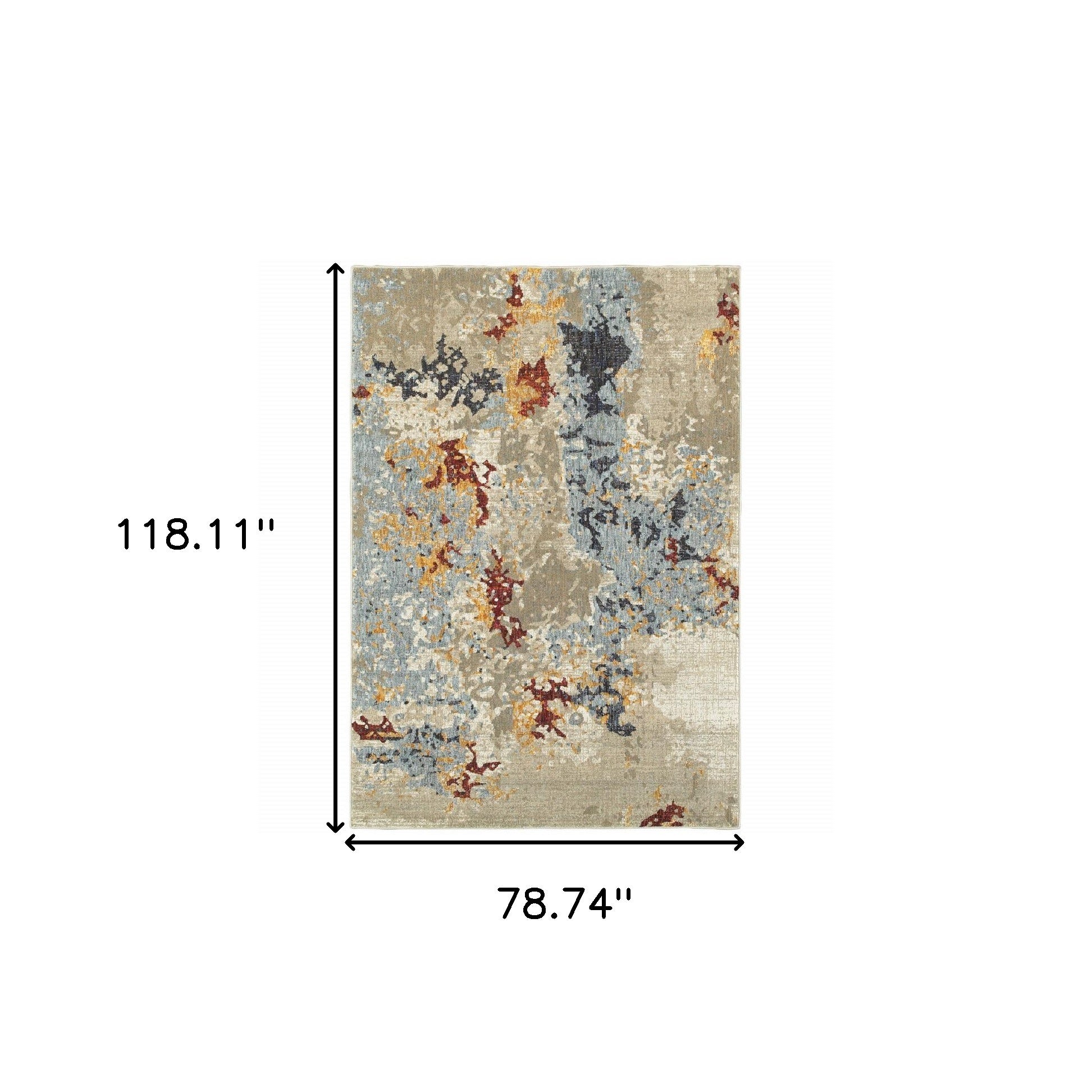 6' X 9' Beige And Blue Abstract Power Loom Stain Resistant Area Rug