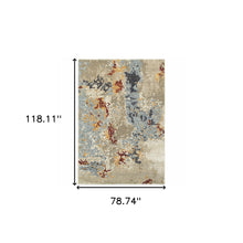 6' X 9' Beige And Blue Abstract Power Loom Stain Resistant Area Rug