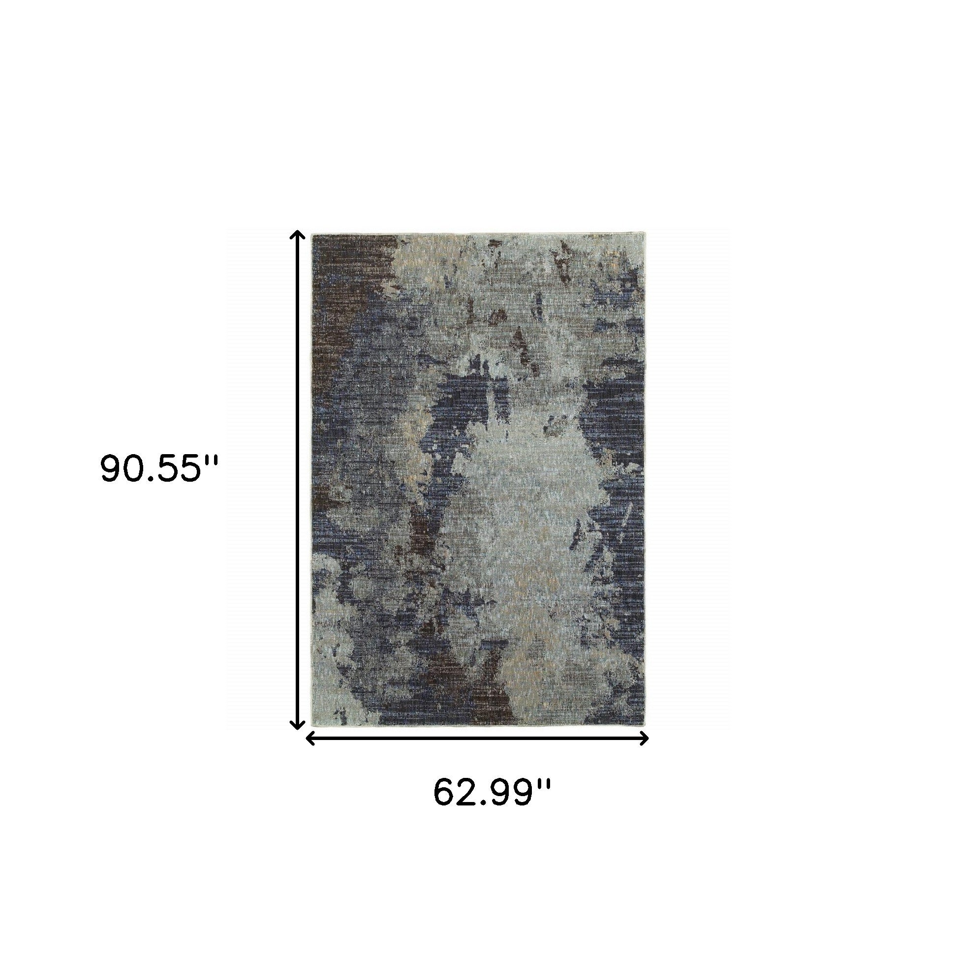 5' X 7' Navy And Blue Abstract Power Loom Stain Resistant Area Rug