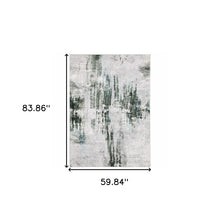 5' X 7' Gray And White Abstract Printed Stain Resistant Non Skid Area Rug