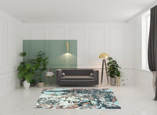 6' X 9' Grey And Blue Abstract Power Loom Stain Resistant Area Rug