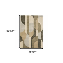 5' X 7' Brown And Ivory Geometric Power Loom Area Rug