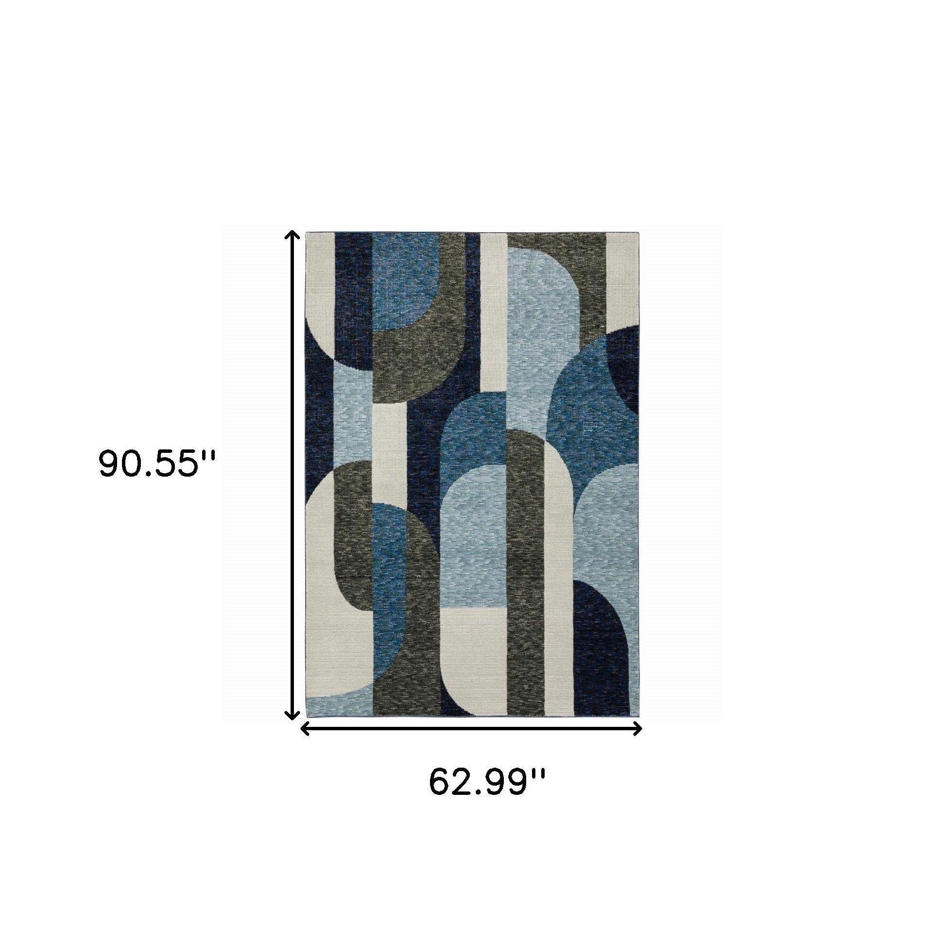 5' X 7' Blue And Gray Geometric Power Loom Area Rug