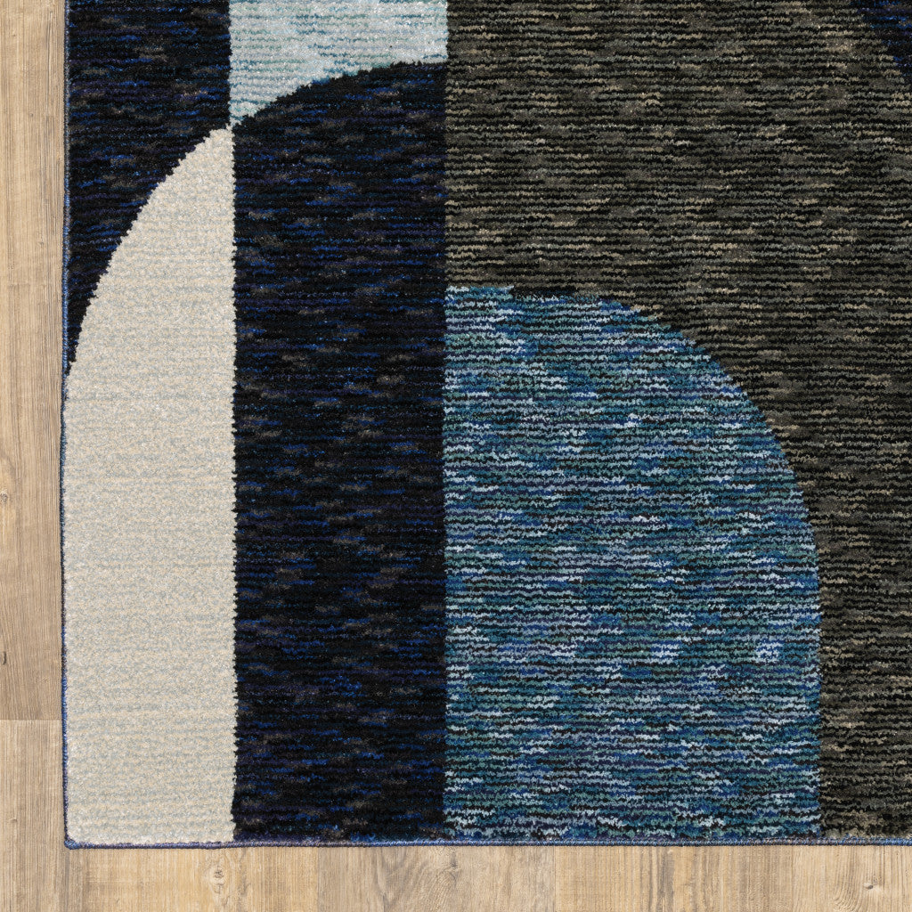 5' X 7' Blue And Gray Geometric Power Loom Area Rug