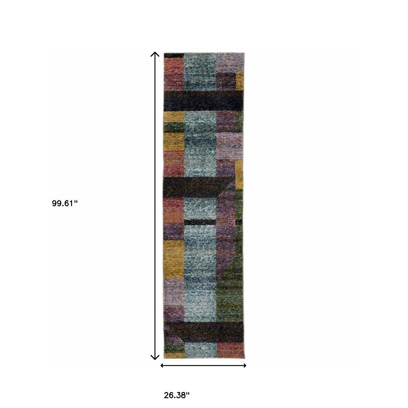 2' X 8' Purple Blue Teal Gold Green Red And Pink Geometric Power Loom Stain Resistant Runner Rug