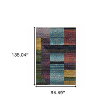 8' X 10' Purple Blue Teal Gold Green Red And Pink Geometric Power Loom Stain Resistant Area Rug