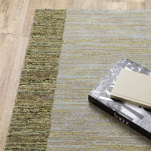 3' X 5' Gold Green Charcoal Teal Blue Purple Grey And Beige Geometric Power Loom Stain Resistant Area Rug