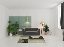 5' X 7' Gold Green Charcoal Teal Blue Purple Grey And Beige Geometric Power Loom Stain Resistant Area Rug