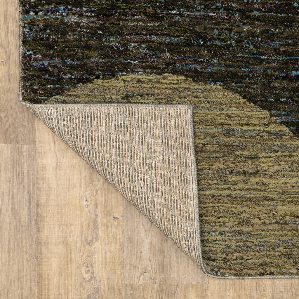 6' X 9' Gold Green Charcoal Teal Blue Purple Grey And Beige Geometric Power Loom Stain Resistant Area Rug