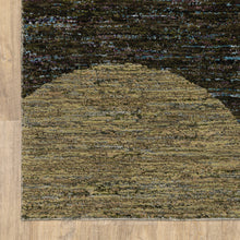 9' X 12' Gold Green Charcoal Teal Blue Purple Grey And Beige Geometric Power Loom Stain Resistant Area Rug