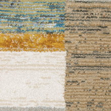 9' X 12' Beige Gold Black Grey Tan Teal And Rust Geometric Power Loom Area Rug