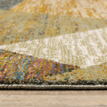 3' X 5' Gold Blue Green Rust Beige Purple And Teal Geometric Power Loom Stain Resistant Area Rug