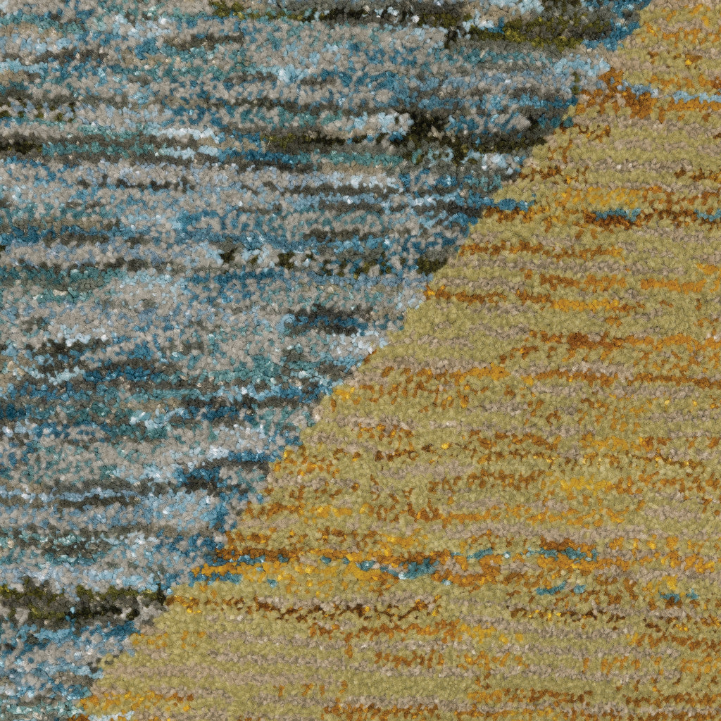 5' X 7' Gold Blue Green Rust Beige Purple And Teal Geometric Power Loom Stain Resistant Area Rug