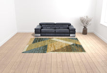 9' X 12' Gold Blue Green Rust Beige Purple And Teal Geometric Power Loom Stain Resistant Area Rug