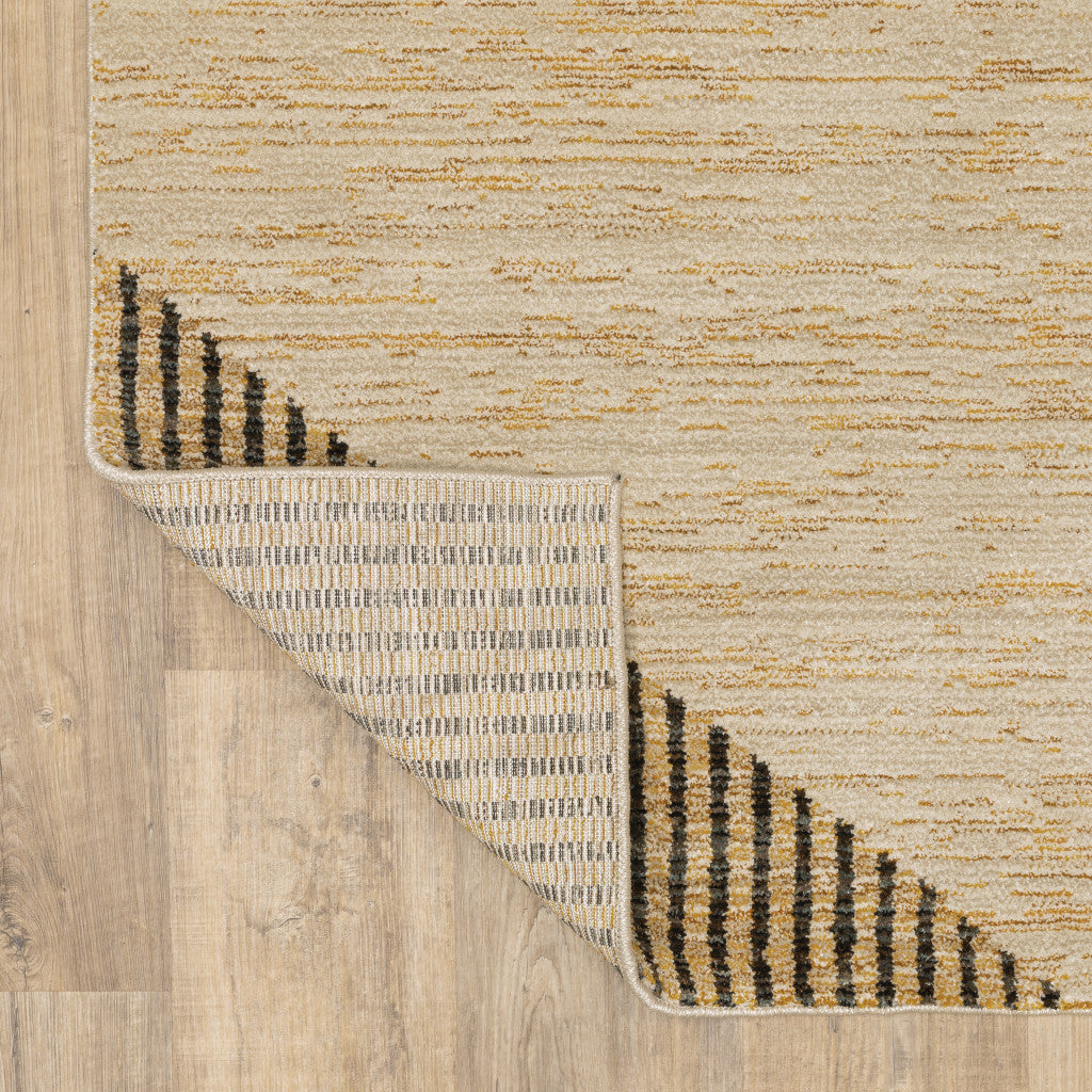 8' X 10' Gold Brown Blue Charcoal Rust And Beige Geometric Power Loom Stain Resistant Area Rug