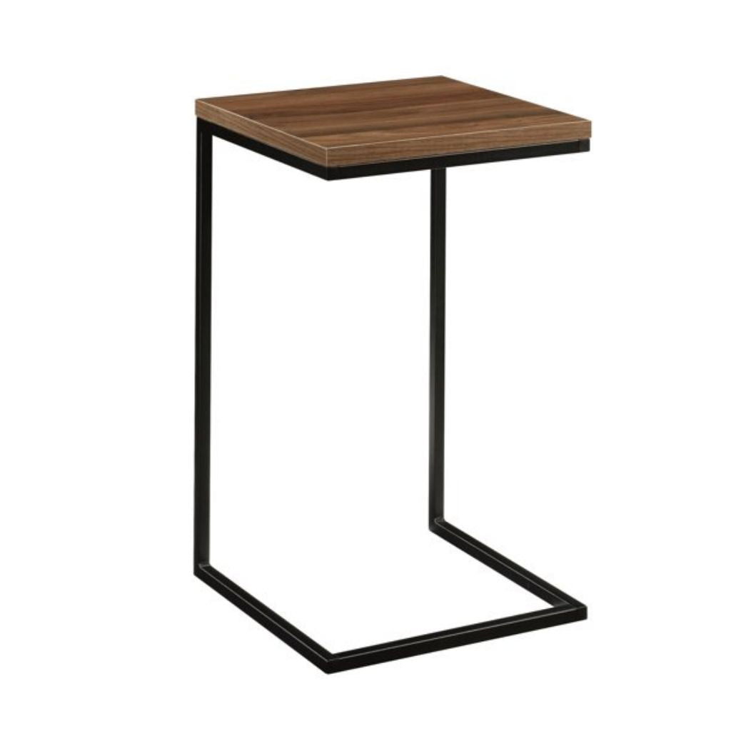26" Black And Walnut C Shape End Table