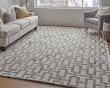 4' X 6' Ivory And Taupe Wool Geometric Tufted Handmade Area Rug