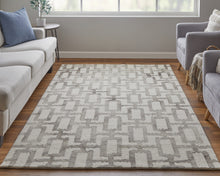 4' X 6' Ivory And Taupe Wool Geometric Tufted Handmade Area Rug
