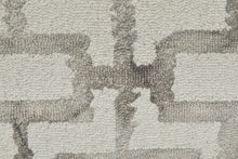 4' X 6' Ivory And Taupe Wool Geometric Tufted Handmade Area Rug