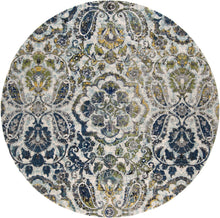 4' X 6' Ivory Blue And Green Floral Stain Resistant Area Rug