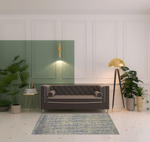 4' X 6' Gray Yellow And White Abstract Stain Resistant Area Rug