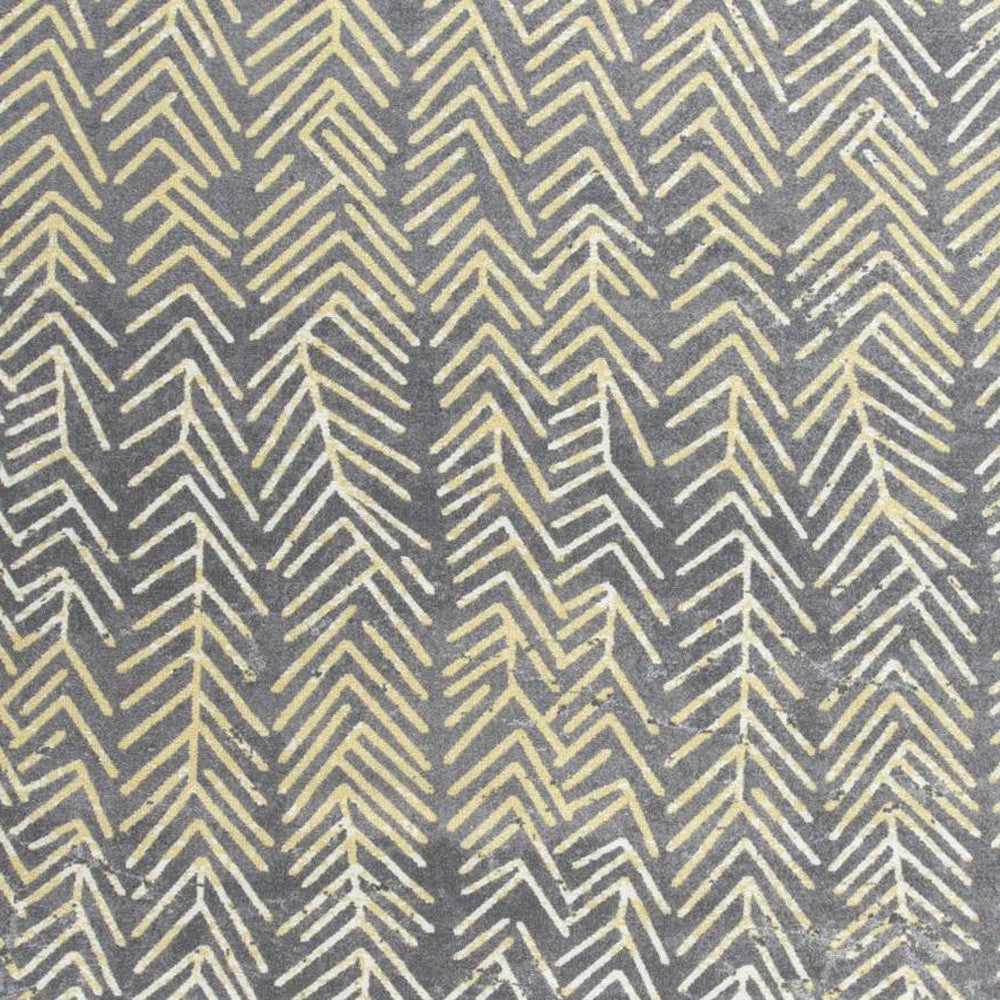 4' X 6' Gray Yellow And White Abstract Stain Resistant Area Rug