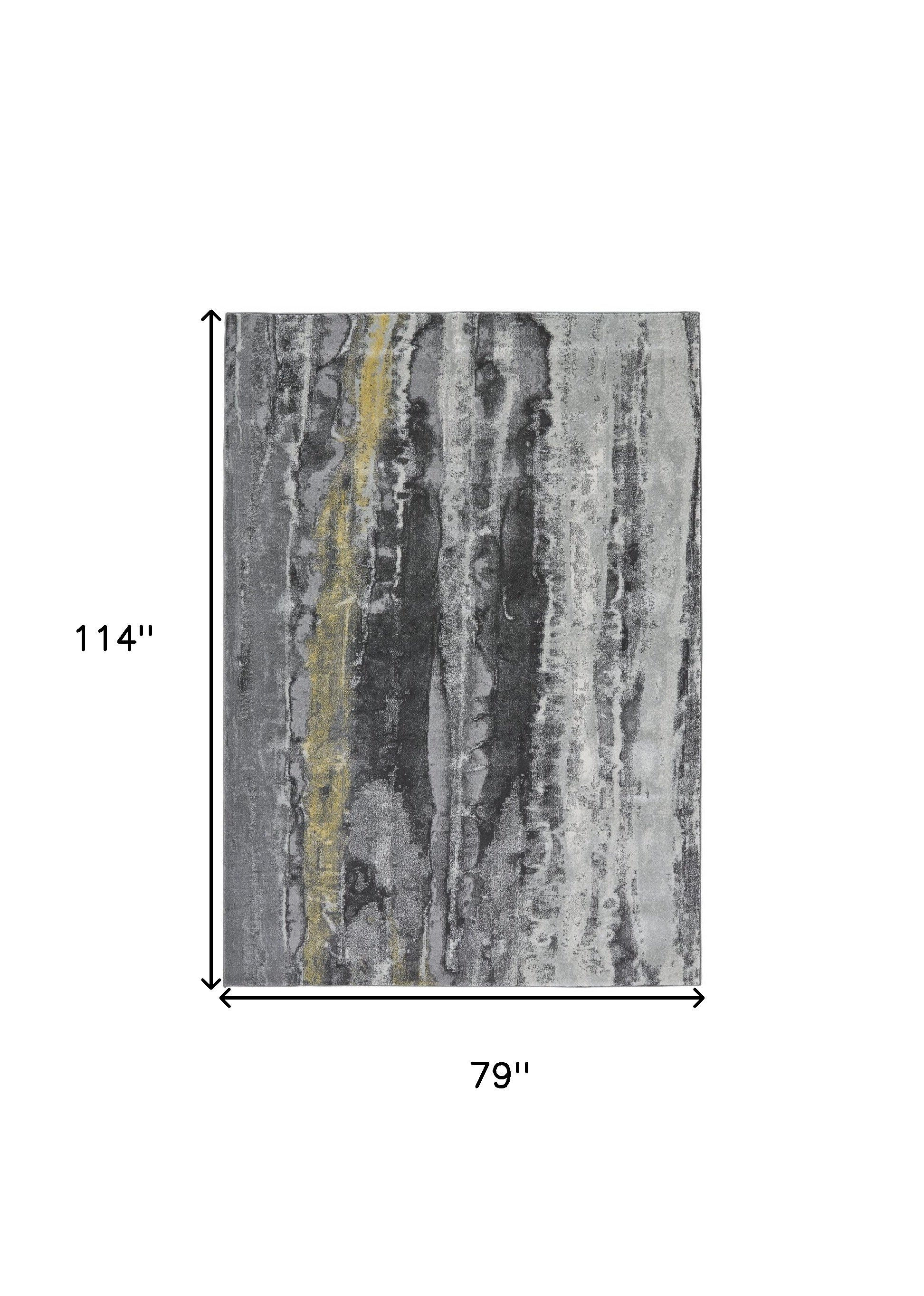 4' X 6' Gray And Black Abstract Stain Resistant Area Rug