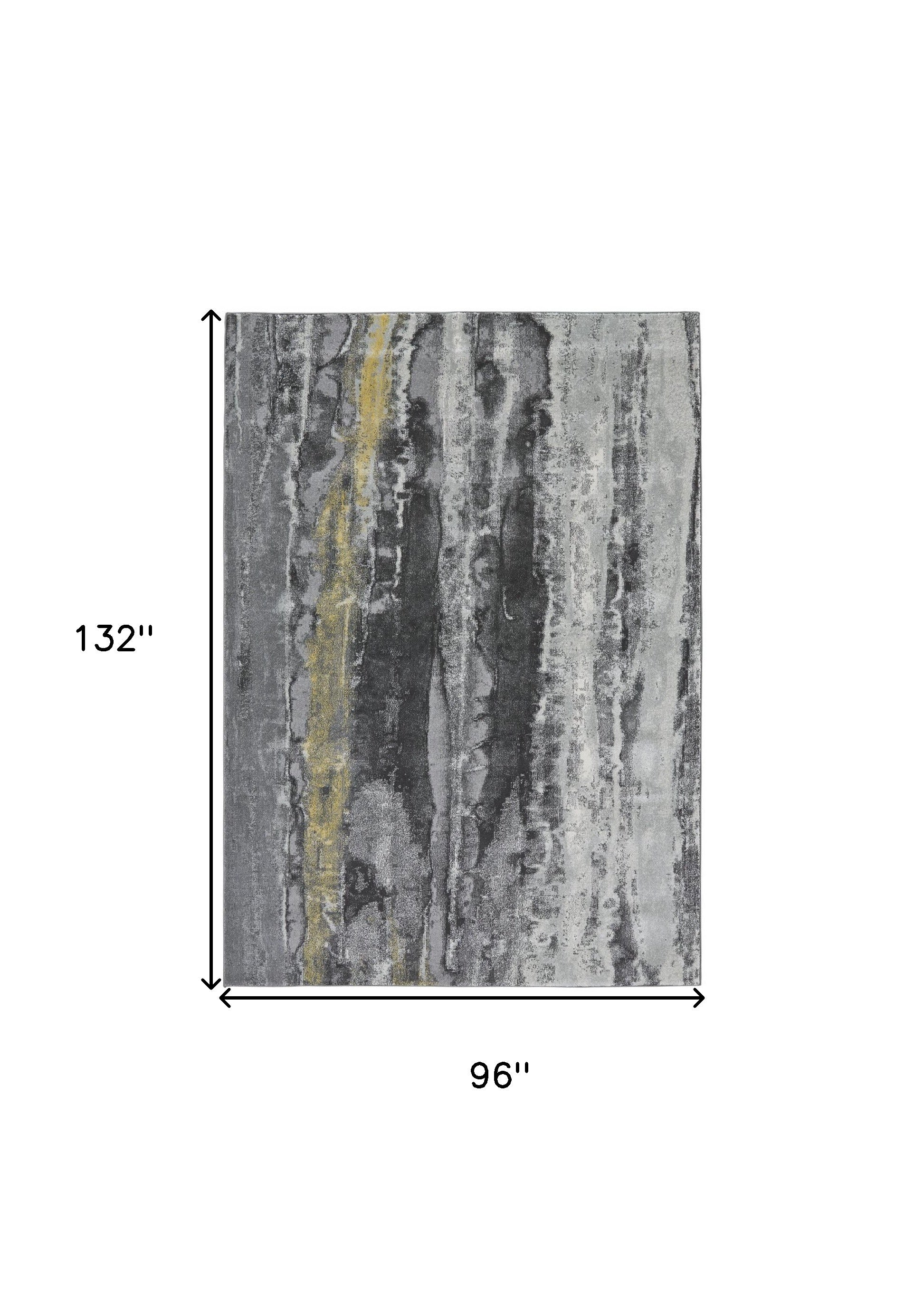 4' X 6' Gray And Black Abstract Stain Resistant Area Rug