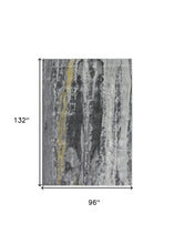 4' X 6' Gray And Black Abstract Stain Resistant Area Rug