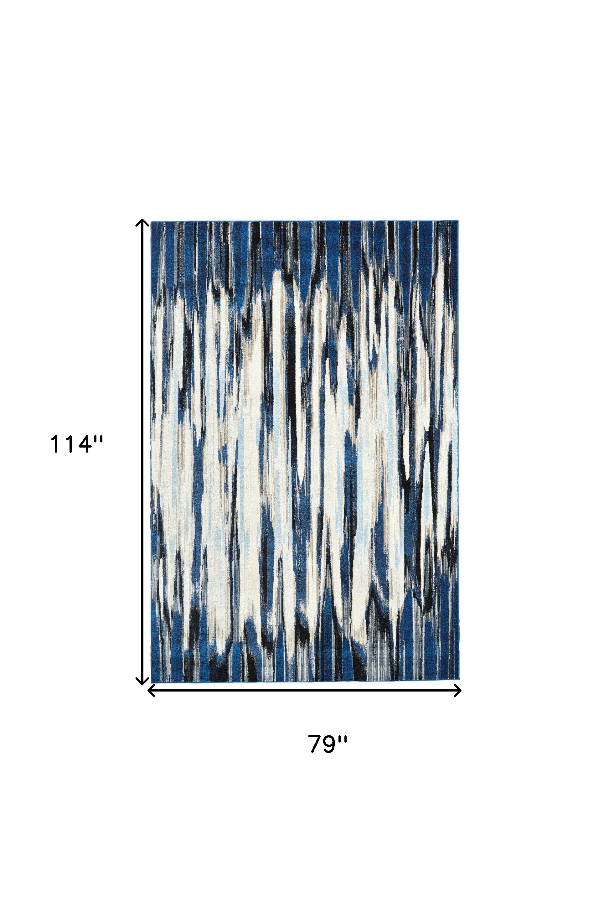 2' X 4' Ivory Blue And Gray Abstract Distressed Area Rug