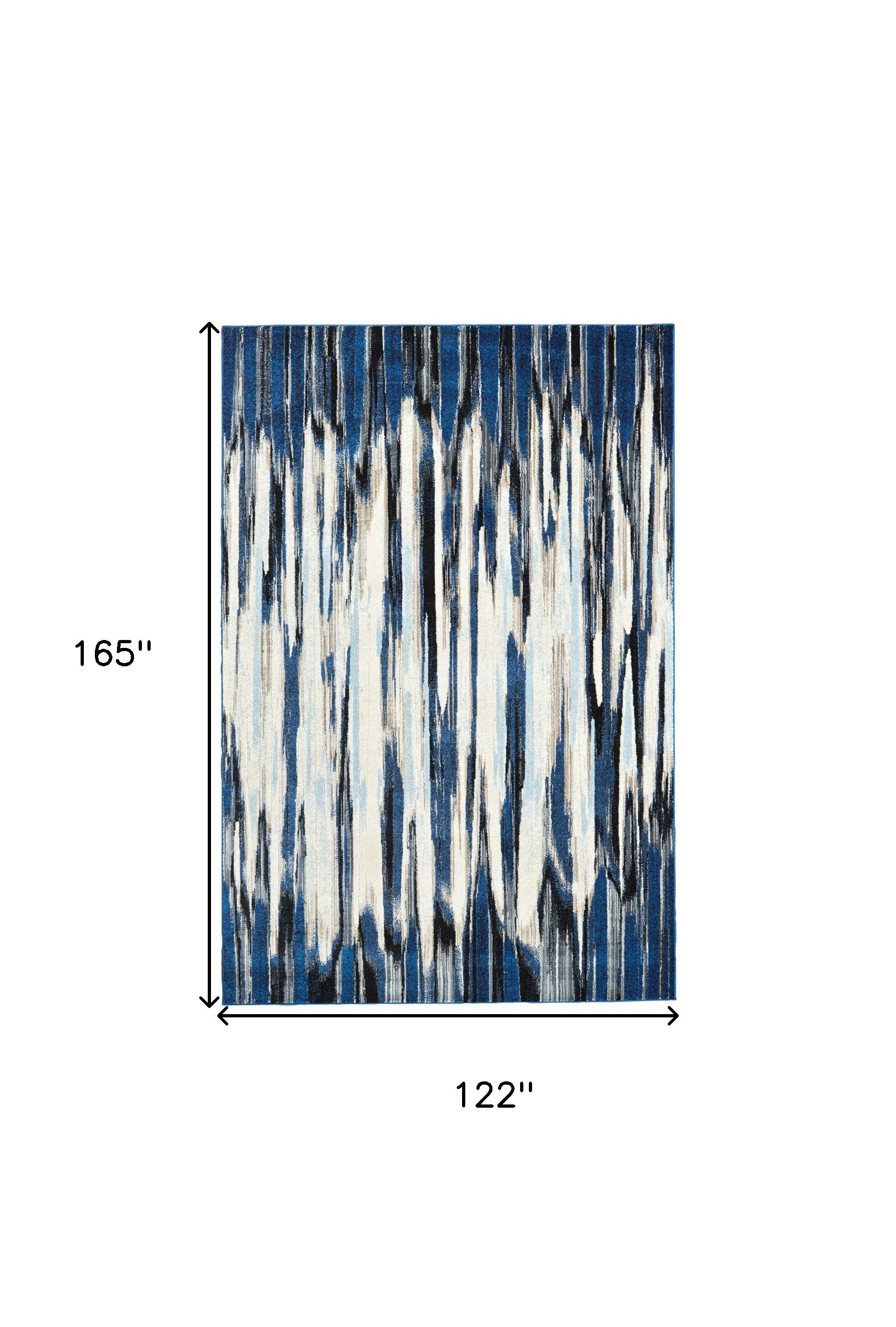 2' X 4' Ivory Blue And Gray Abstract Distressed Area Rug