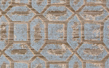 Blue Taupe And Ivory Floral Distressed Stain Resistant Area Rug - 2' X 4'