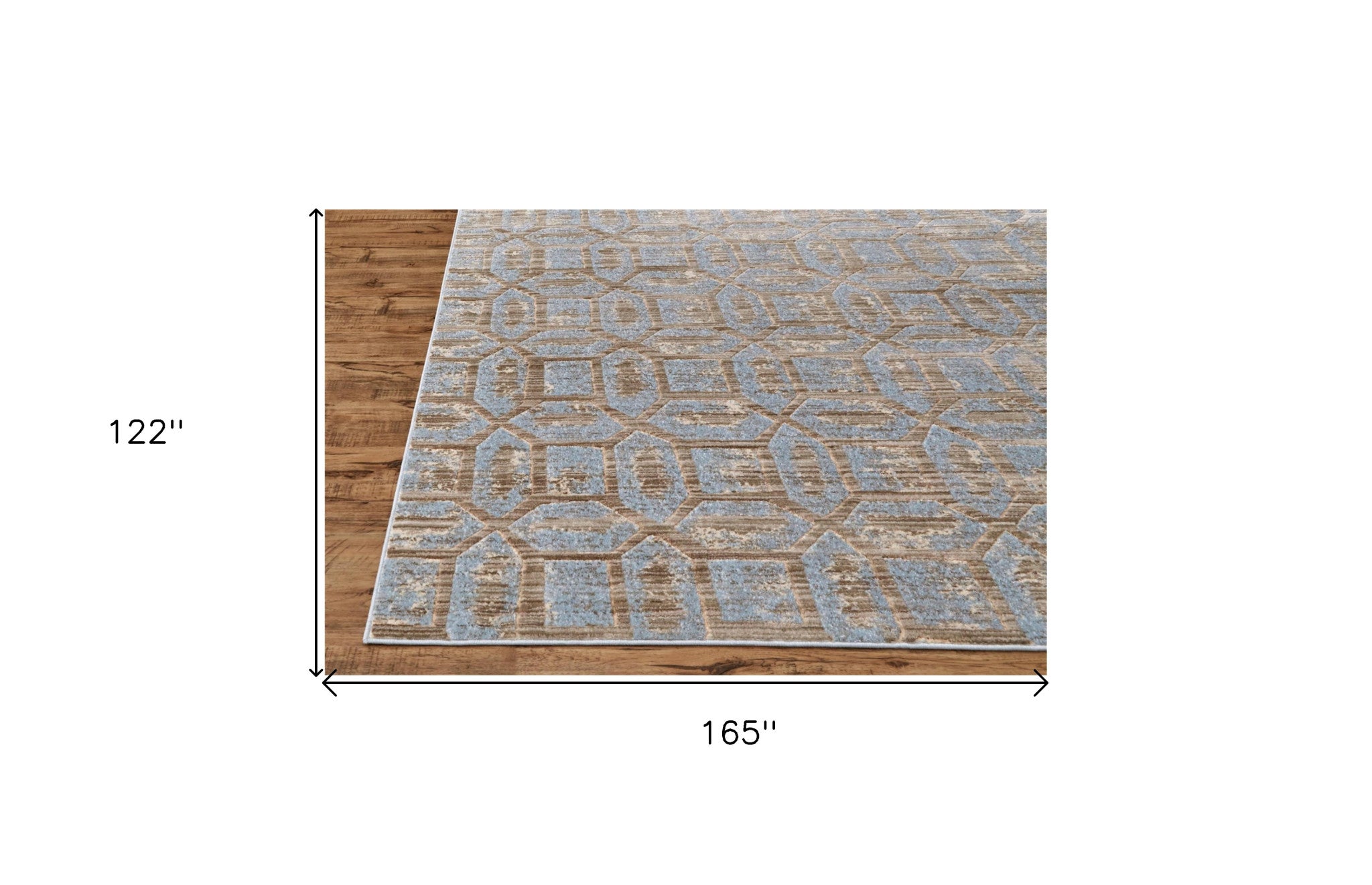 Blue Taupe And Ivory Floral Distressed Stain Resistant Area Rug - 2' X 4'