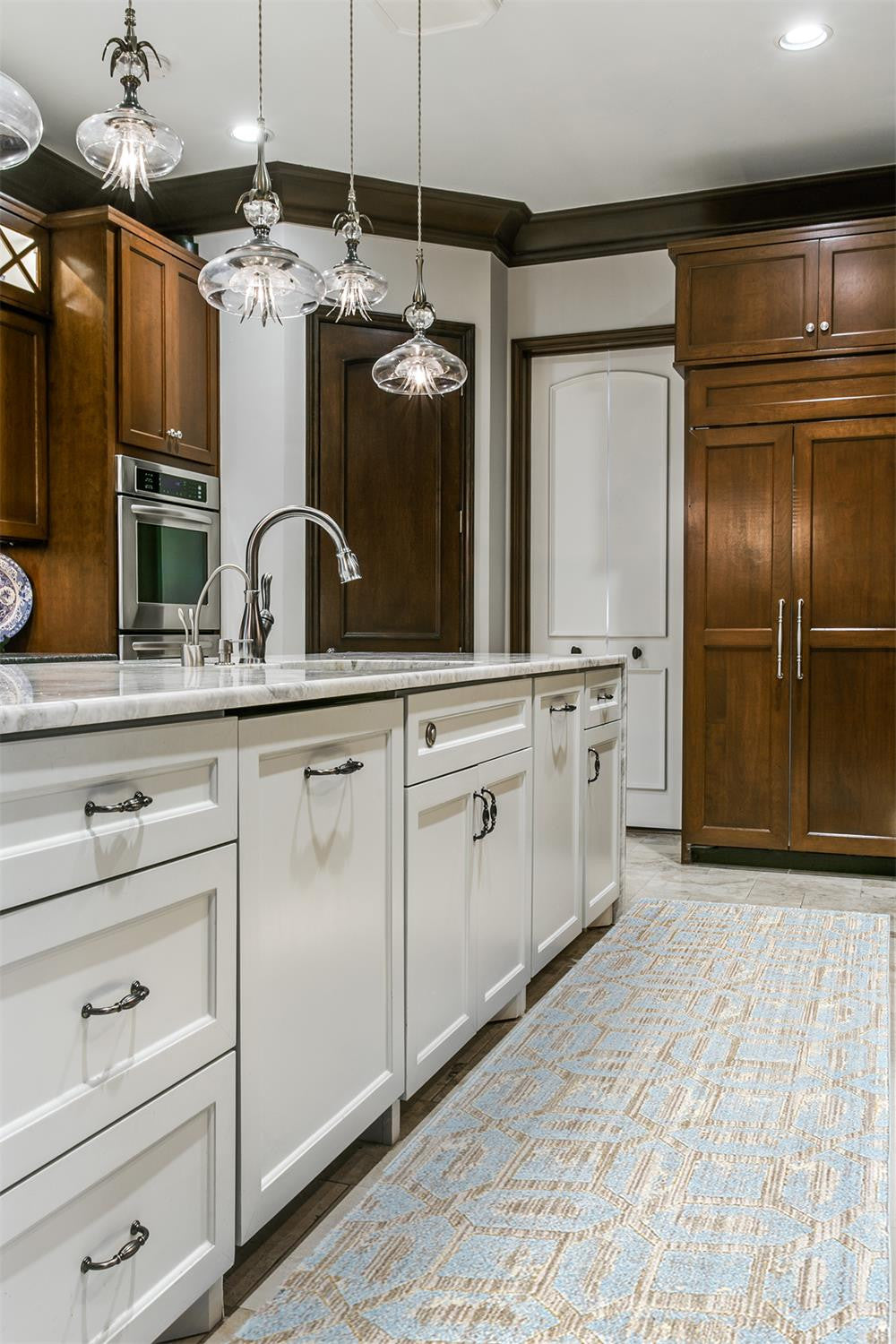 Blue Taupe And Ivory Floral Distressed Stain Resistant Area Rug - 2' X 4'