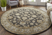 4' X 6' Blue Gray And Taupe Wool Floral Tufted Handmade Stain Resistant Area Rug