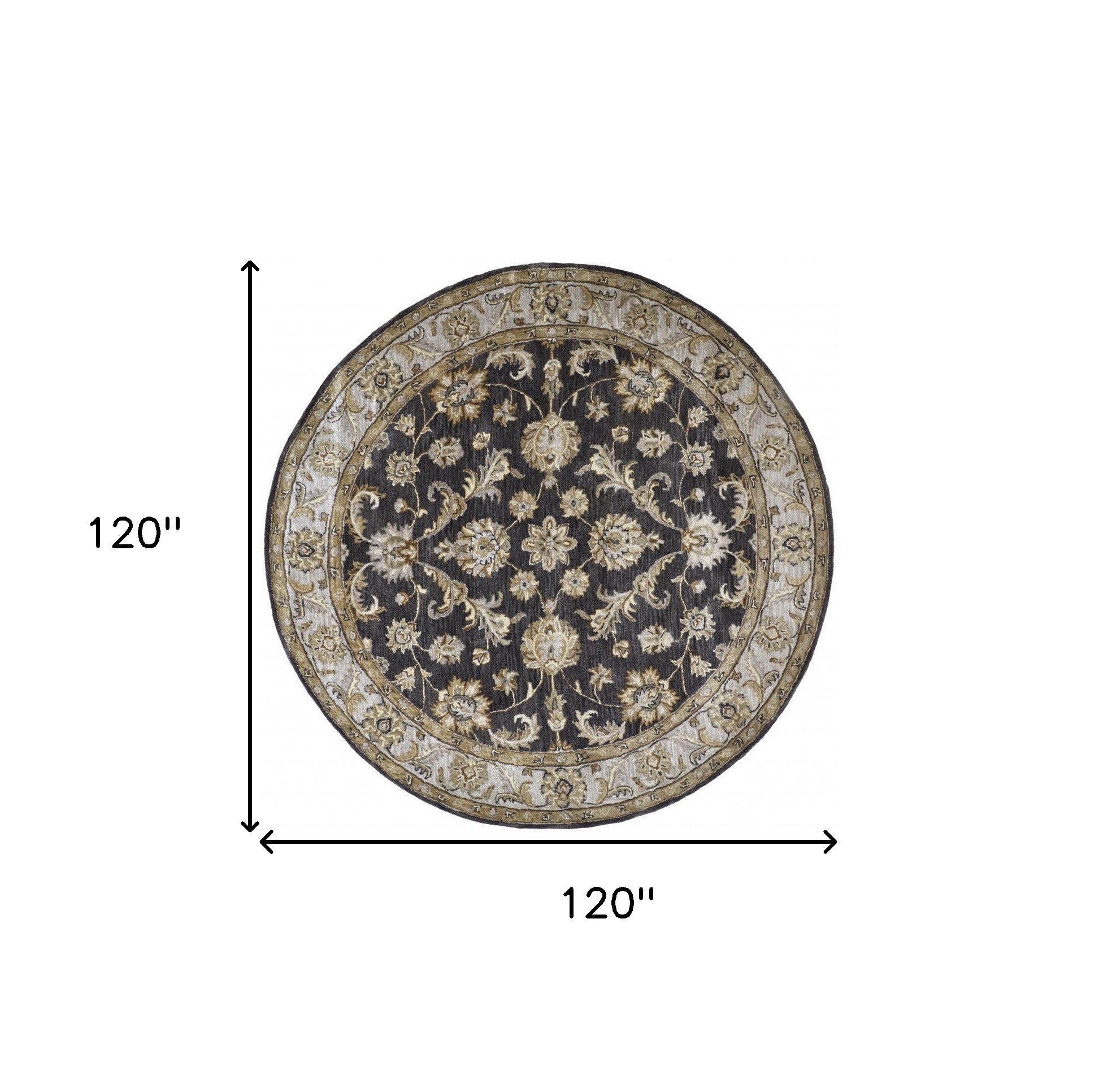 4' X 6' Blue Gray And Taupe Wool Floral Tufted Handmade Stain Resistant Area Rug