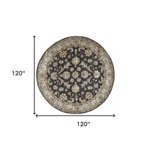 4' X 6' Blue Gray And Taupe Wool Floral Tufted Handmade Stain Resistant Area Rug