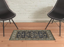 4' X 6' Blue Gray And Taupe Wool Floral Tufted Handmade Stain Resistant Area Rug