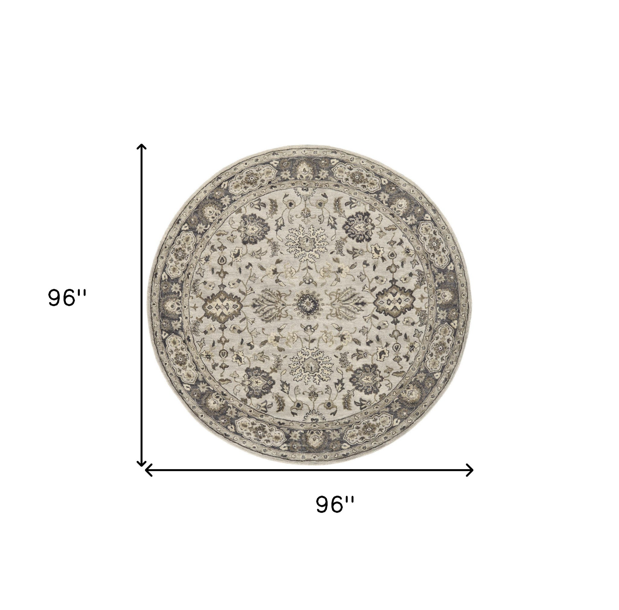 4' X 6' Gray Ivory And Taupe Wool Floral Tufted Handmade Stain Resistant Area Rug