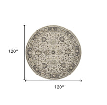 4' X 6' Gray Ivory And Taupe Wool Floral Tufted Handmade Stain Resistant Area Rug