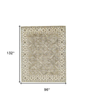 4' X 6' Green Brown And Taupe Wool Paisley Tufted Handmade Stain Resistant Area Rug