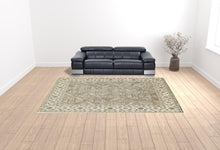 4' X 6' Green Brown And Taupe Wool Paisley Tufted Handmade Stain Resistant Area Rug