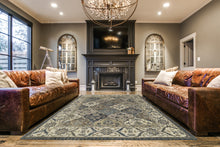 Blue Gray And Taupe Wool Paisley Tufted Handmade Stain Resistant Area Rug - 4' x 6'