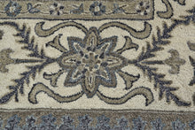 Blue Gray And Taupe Wool Paisley Tufted Handmade Stain Resistant Area Rug - 4' x 6'