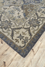 Blue Gray And Taupe Wool Paisley Tufted Handmade Stain Resistant Area Rug - 4' x 6'
