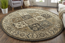Blue Gray And Taupe Wool Paisley Tufted Handmade Stain Resistant Area Rug - 4' x 6'