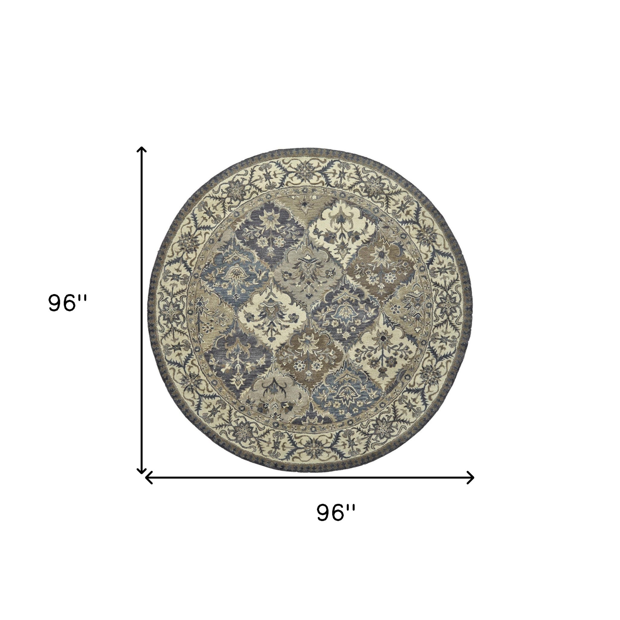 Blue Gray And Taupe Wool Paisley Tufted Handmade Stain Resistant Area Rug - 4' x 6'