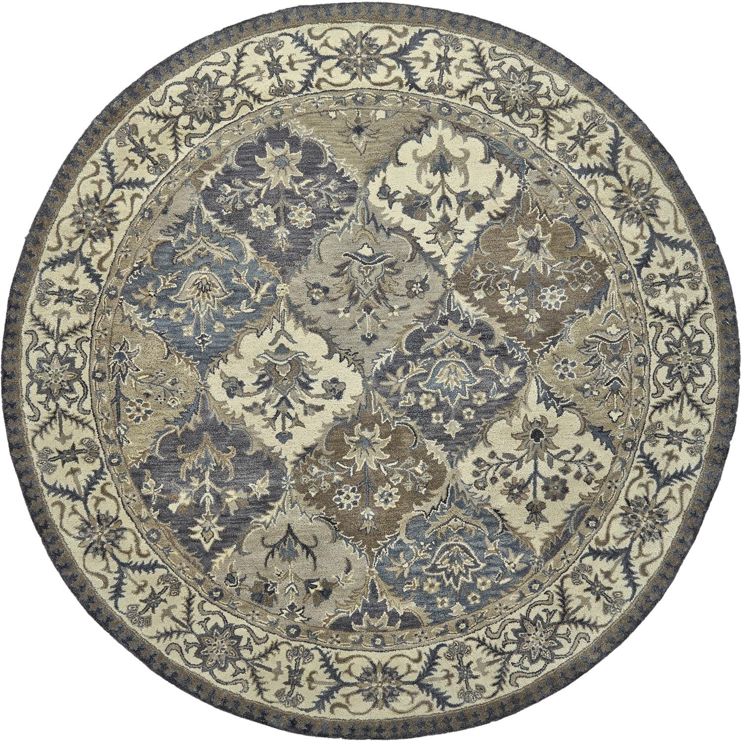 Blue Gray And Taupe Wool Paisley Tufted Handmade Stain Resistant Area Rug - 4' x 6'