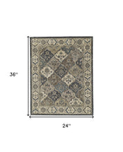 Blue Gray And Taupe Wool Paisley Tufted Handmade Stain Resistant Area Rug - 4' x 6'