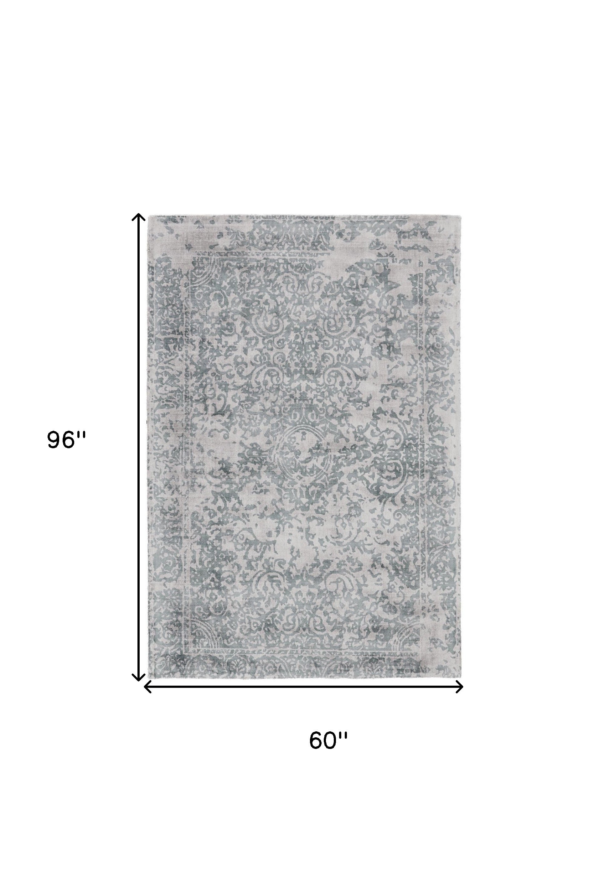 4' X 6' Blue And Gray Abstract Hand Woven Area Rug